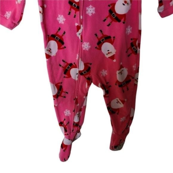 CARTERS Fleece Pink Santa Christmas Footed Pajama Sleeper Zipper size18 Months B - Picture 4 of 5